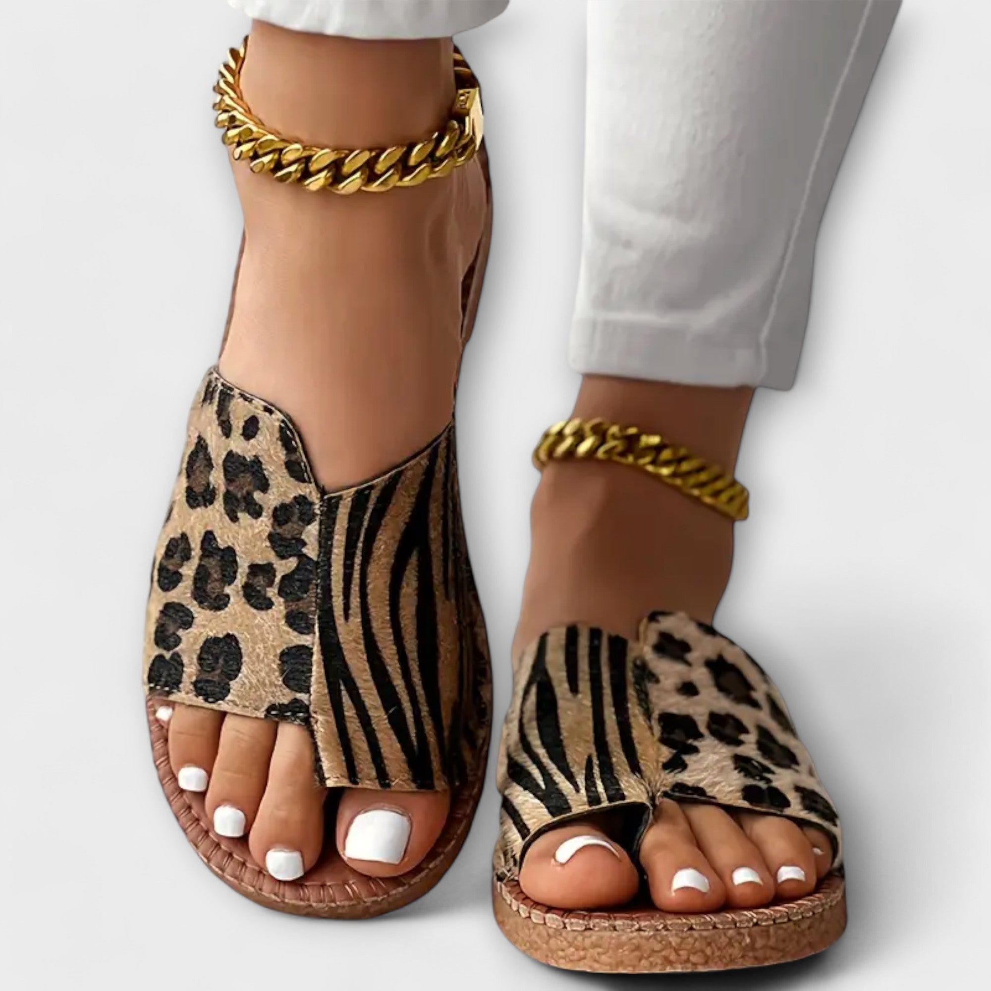 Stylové dvoubarevné pantofle s leopardím vzorem