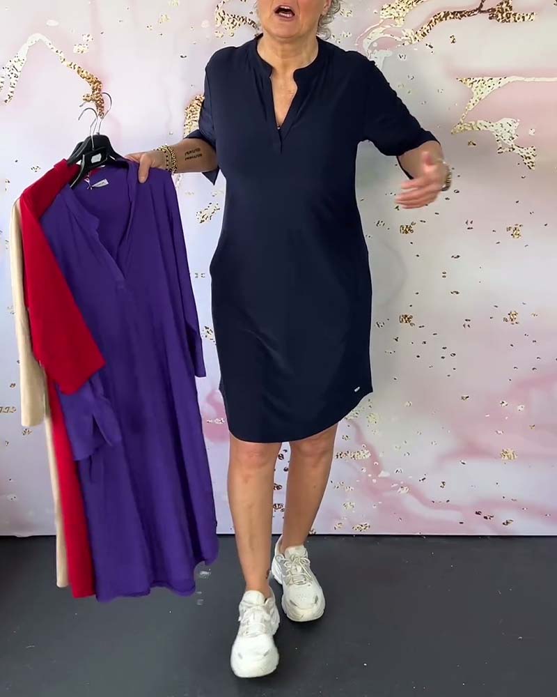 Lenka – Elegantní šaty s výstřihem do V pro každý den