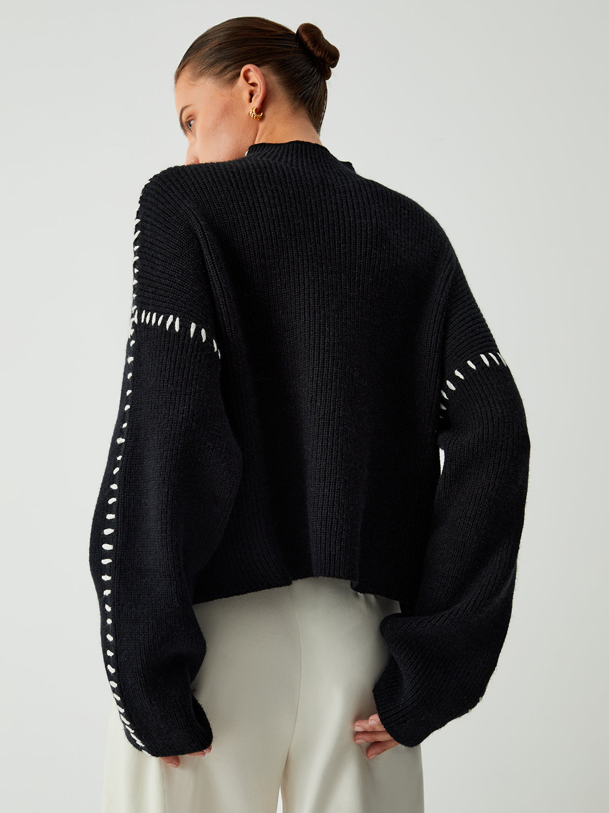 Alma | Oversize-Dolcevita svetr s Piqué detaily