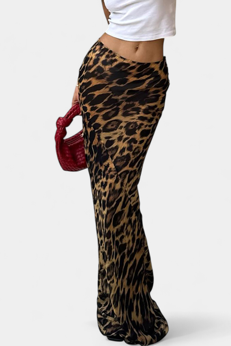 Elena | Maxi úzká sukně s leopardím potiskem