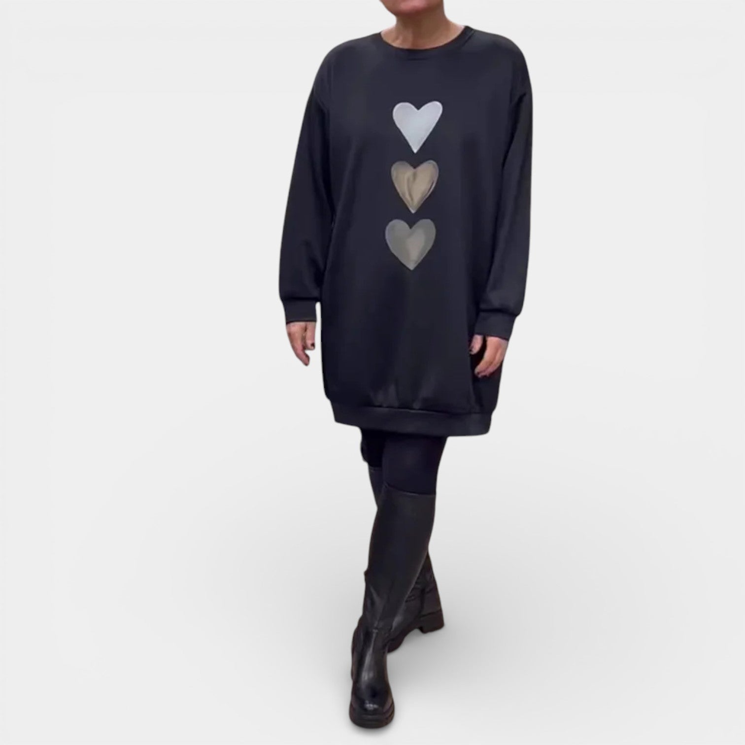 Karolina – Oversize mikina tunika s motivem srdcí