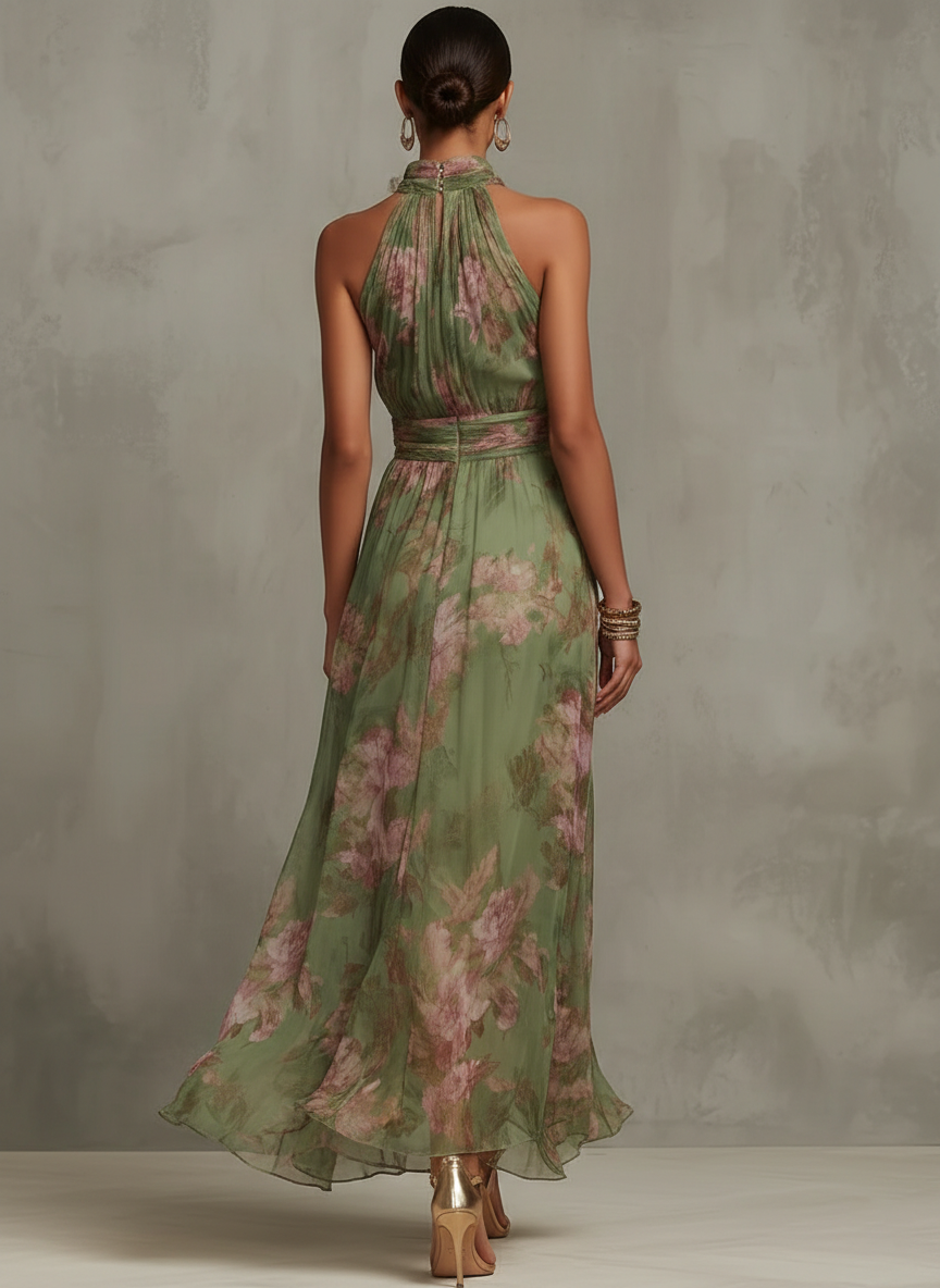 Livia | Elegantní Maxi Halter Květinové Šaty