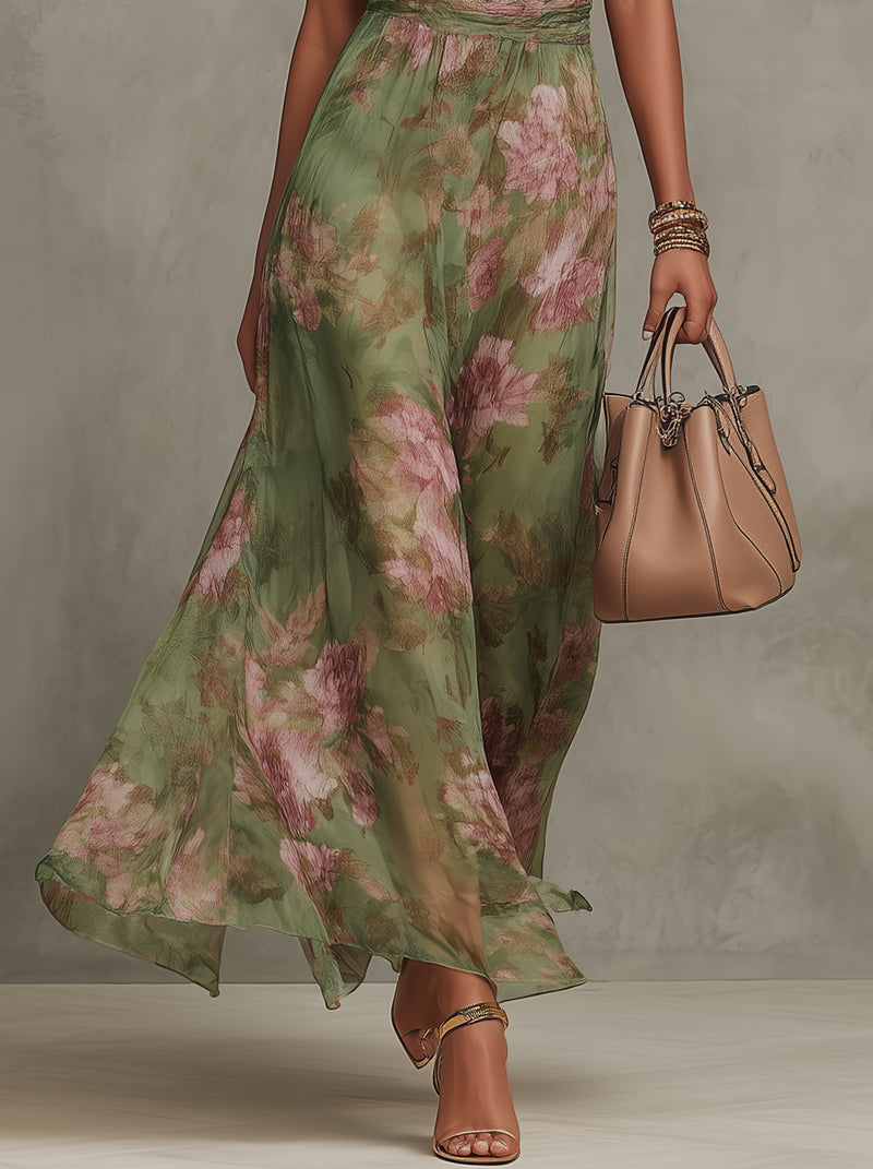 Livia | Elegantní Maxi Halter Květinové Šaty