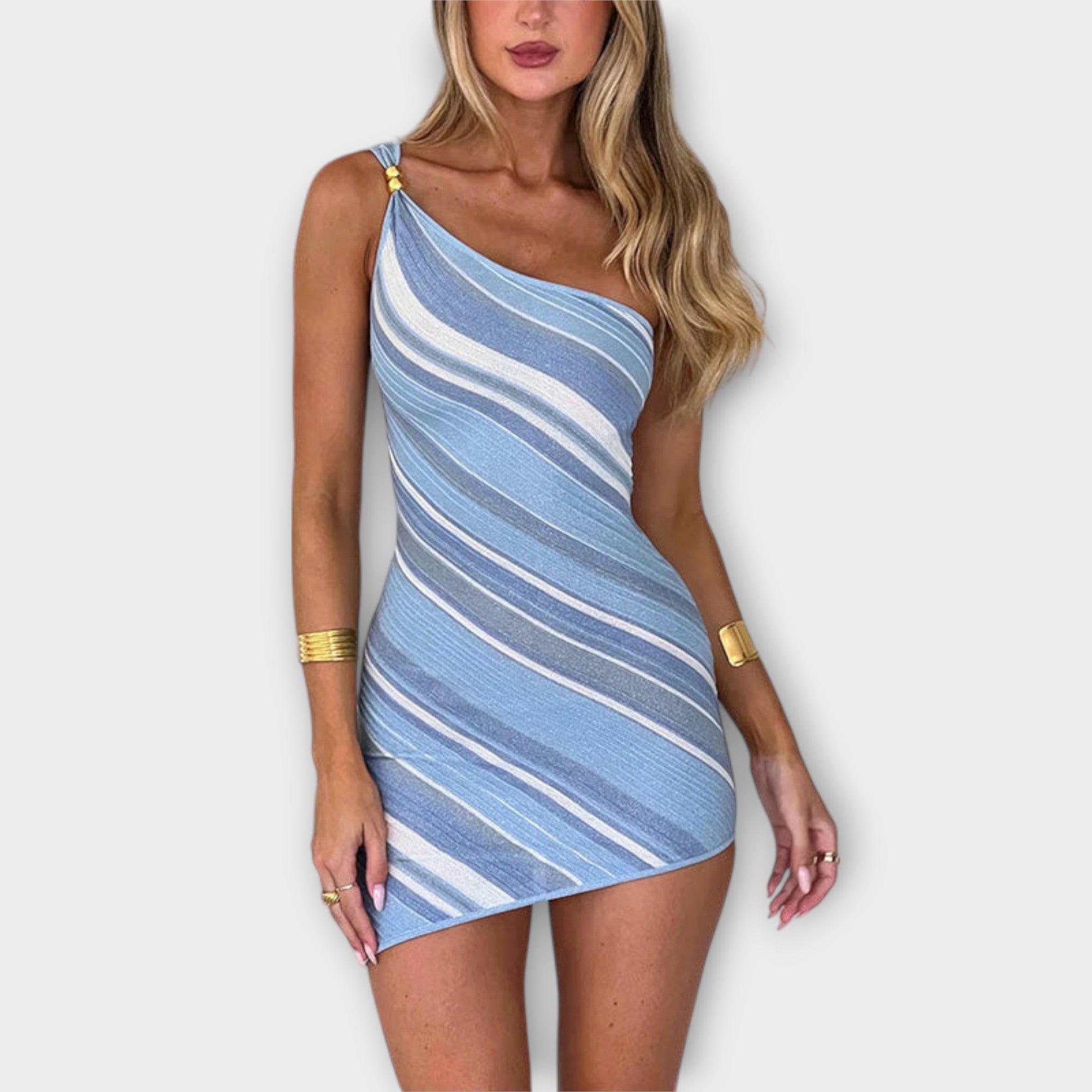 Kira - Trendy Mini Šaty na Jedno Rameno
