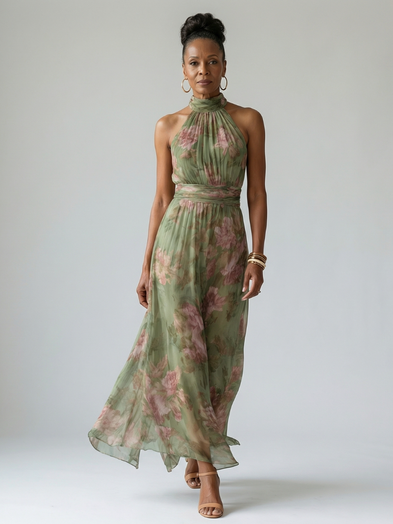 Mirelle | Skládané halter midi šaty