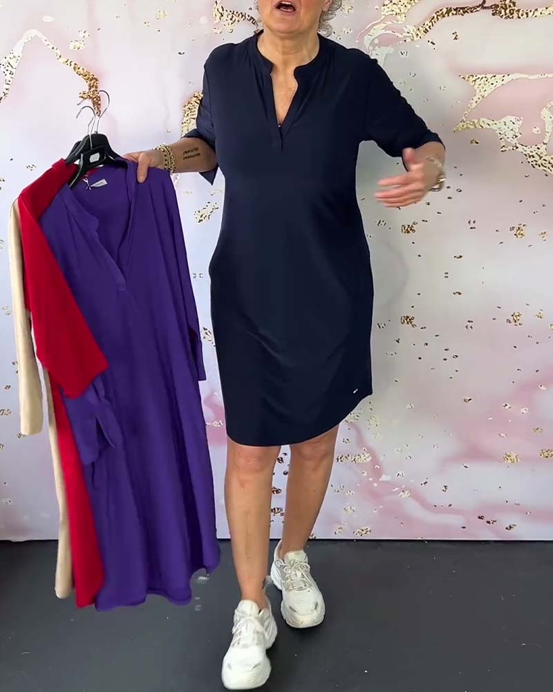 Lenka – Elegantní šaty s výstřihem do V pro každý den