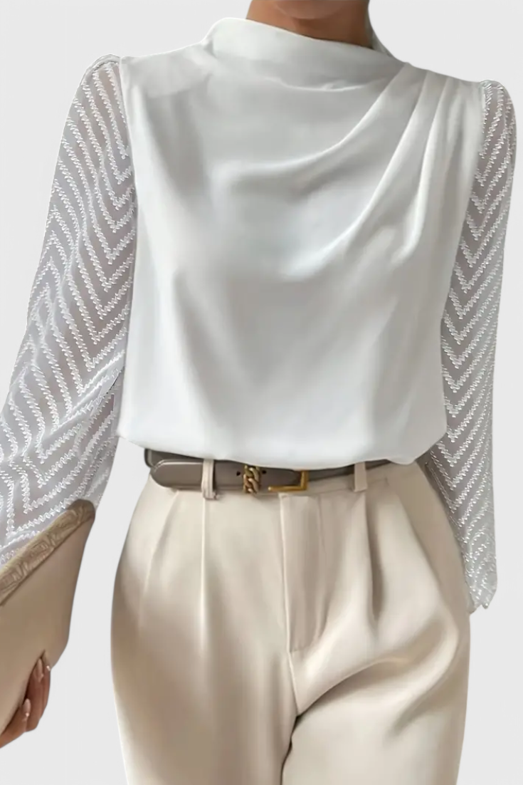 Zaraa Elegantní Blůza s Průhlednými Rukávy