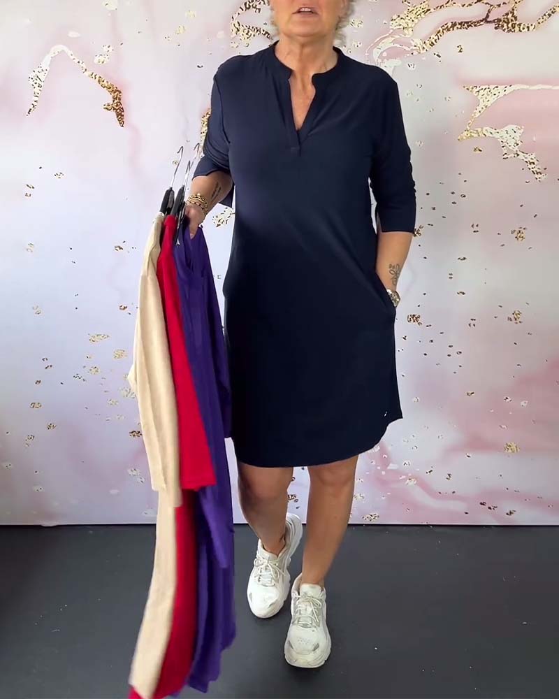 Lenka – Elegantní šaty s výstřihem do V pro každý den