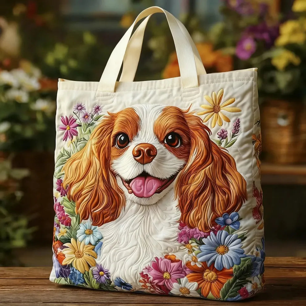 Blossom Pup | Ručně vyrobená a prošívaná taška tote