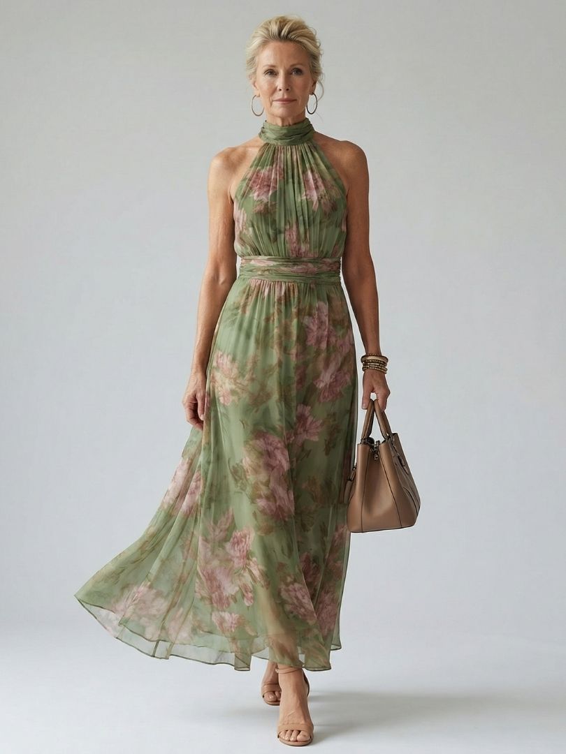 Mirelle | Skládané halter midi šaty