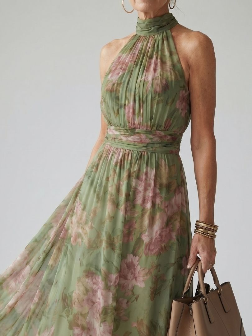 Mirelle | Skládané halter midi šaty