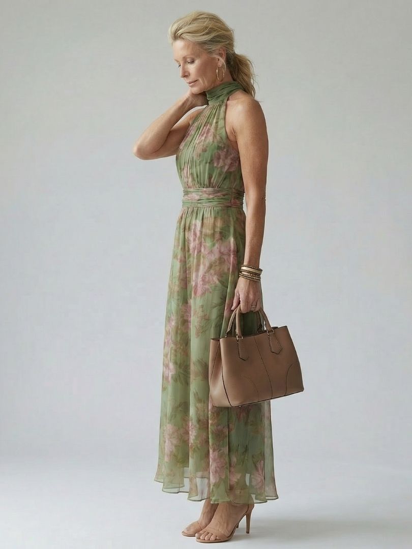 Mirelle | Skládané halter midi šaty