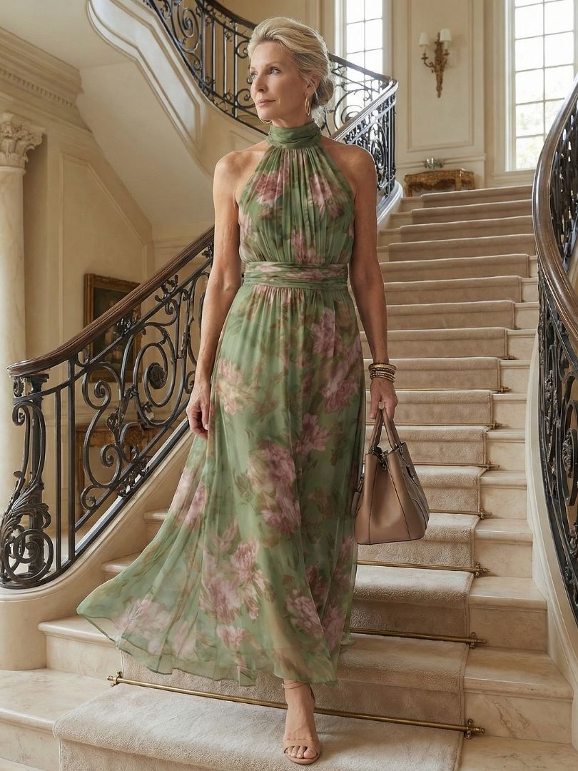 Mirelle | Skládané halter midi šaty