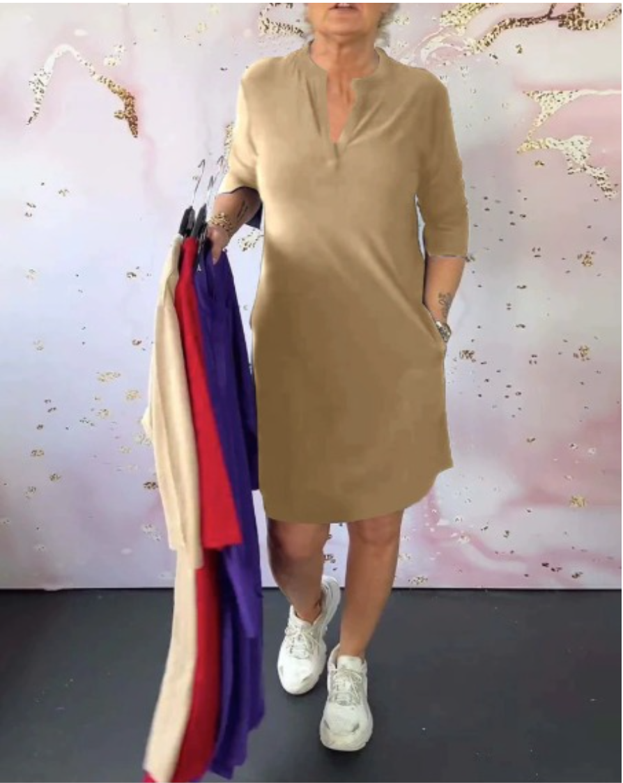 Lenka – Elegantní šaty s výstřihem do V pro každý den