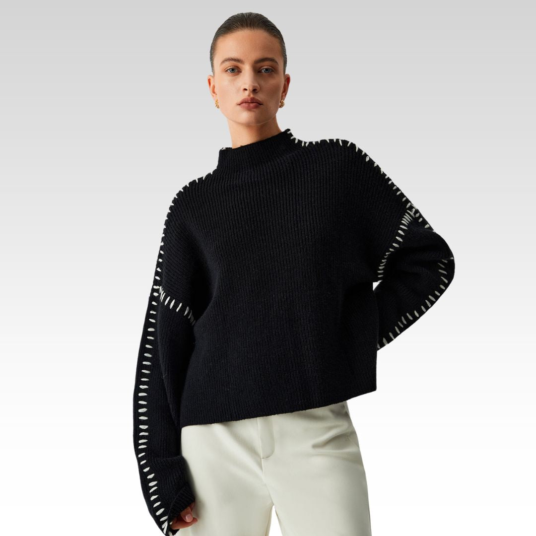 Alma | Oversize-Dolcevita svetr s Piqué detaily