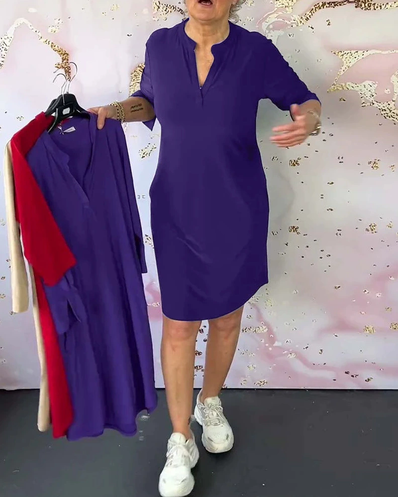Lenka – Elegantní šaty s výstřihem do V pro každý den
