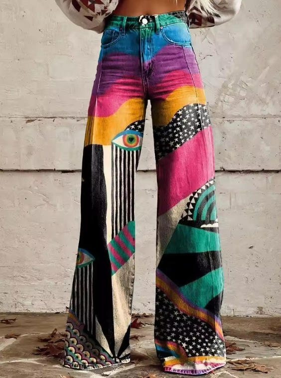 Talia - Boho Chic Flare Kalhoty